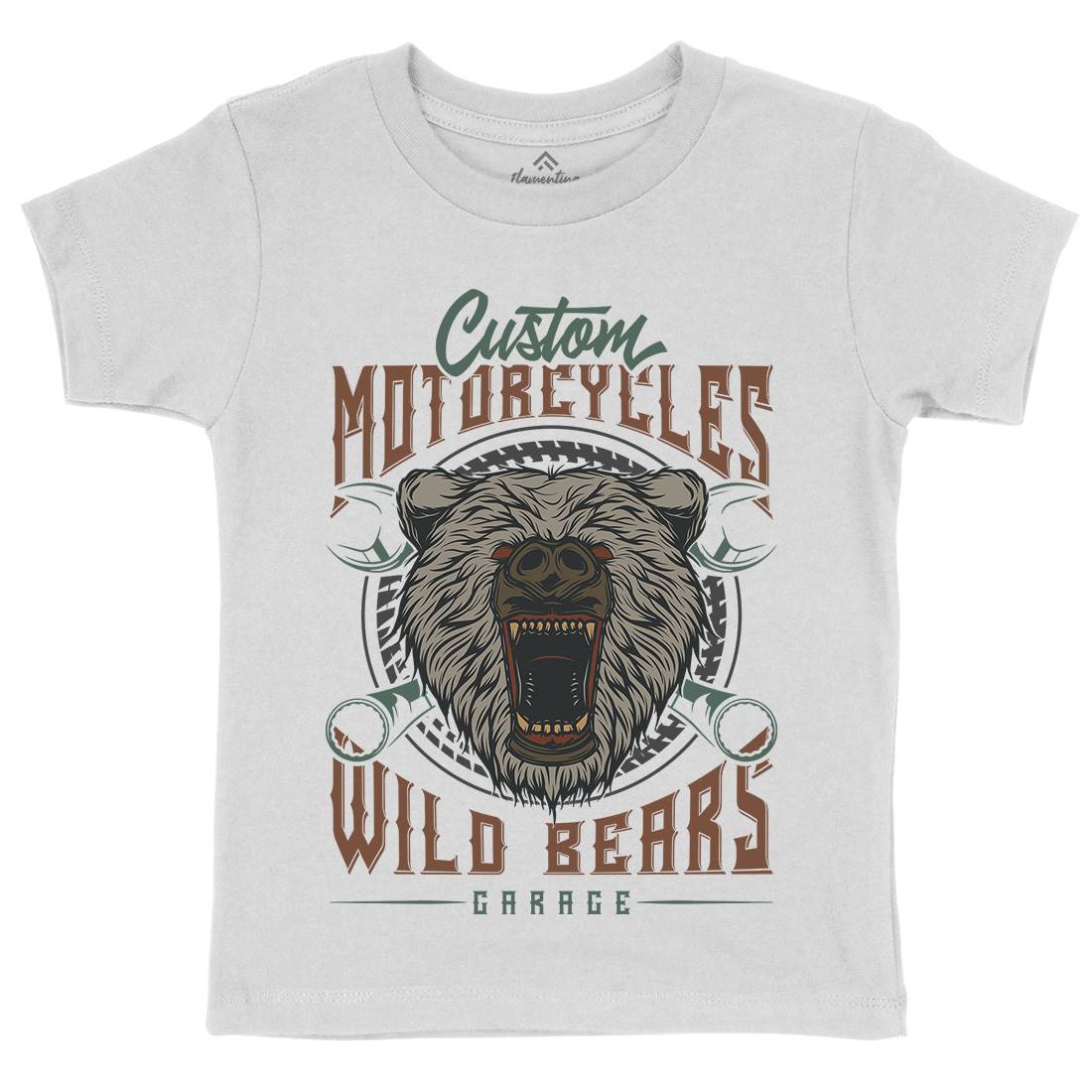 Wild Bears Kids Crew Neck T-Shirt Motorcycles B788