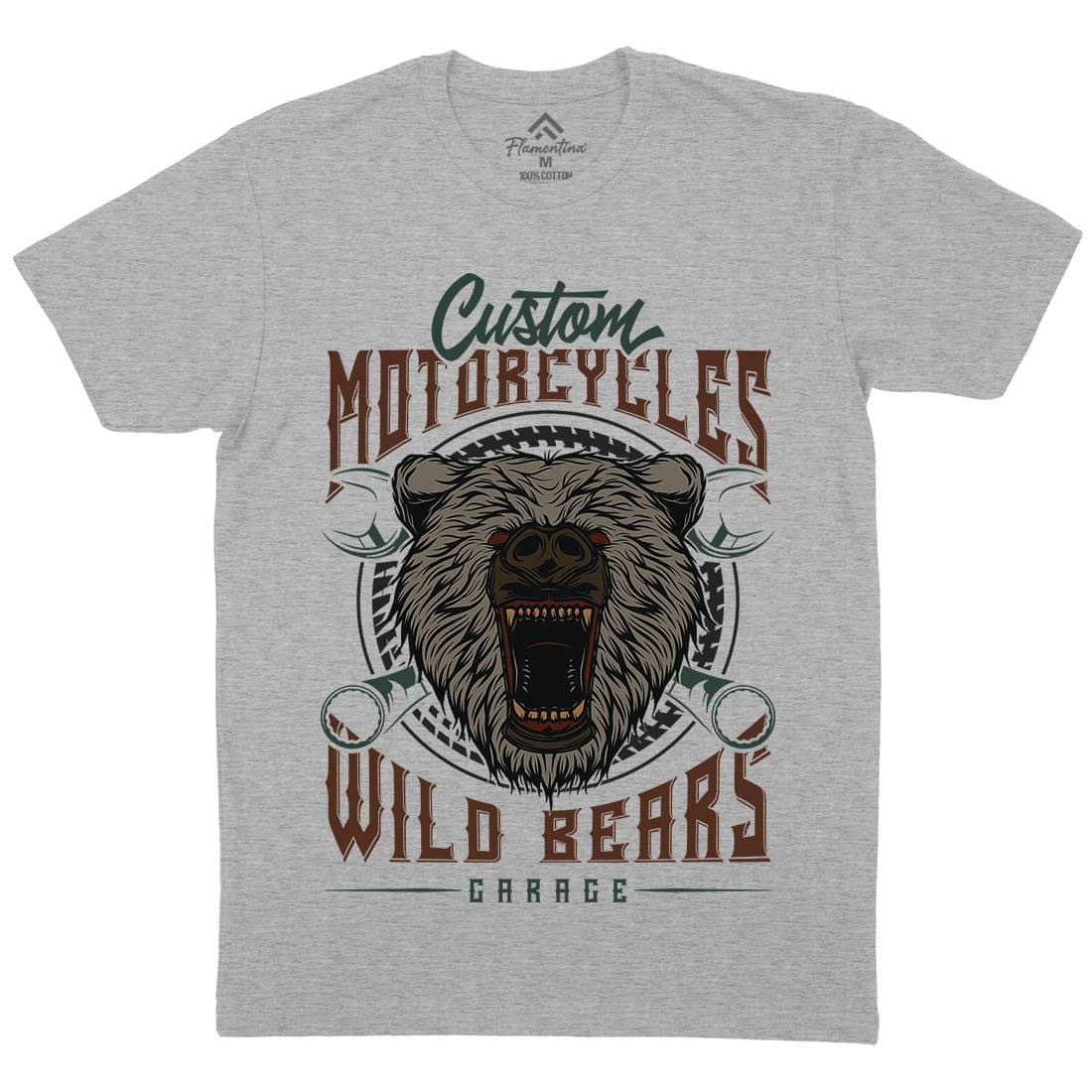 Wild Bears Mens Organic Crew Neck T-Shirt Motorcycles B788