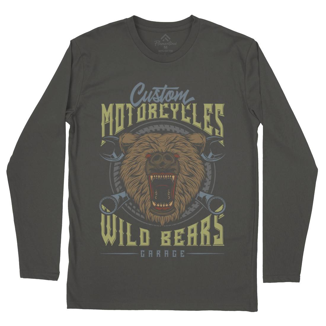 Wild Bears Mens Long Sleeve T-Shirt Motorcycles B788