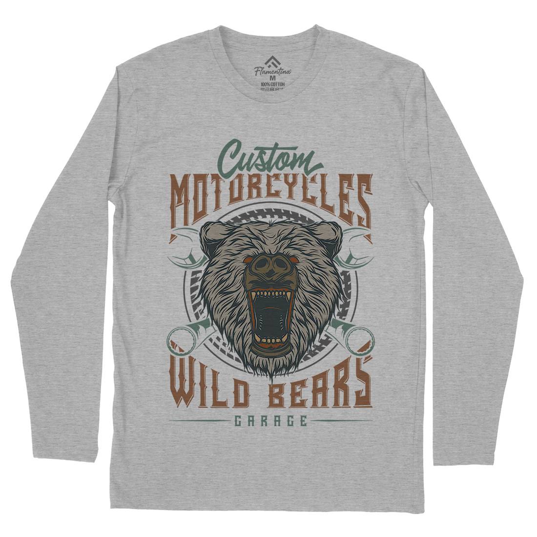 Wild Bears Mens Long Sleeve T-Shirt Motorcycles B788