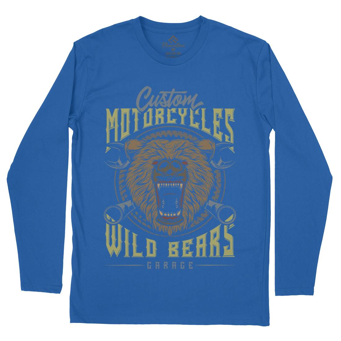 Wild Bears Mens Long Sleeve T-Shirt Motorcycles B788