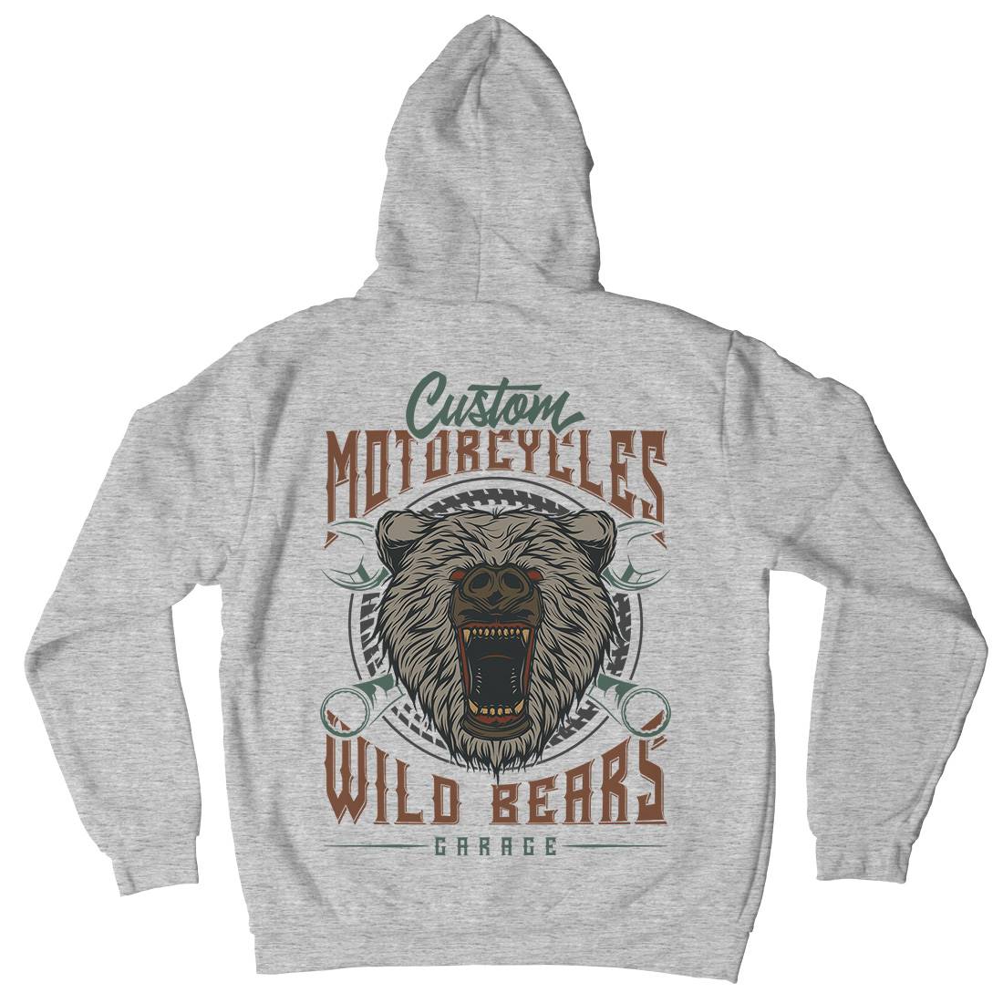 Wild Bears Mens Hoodie With Pocket Motorcycles B788