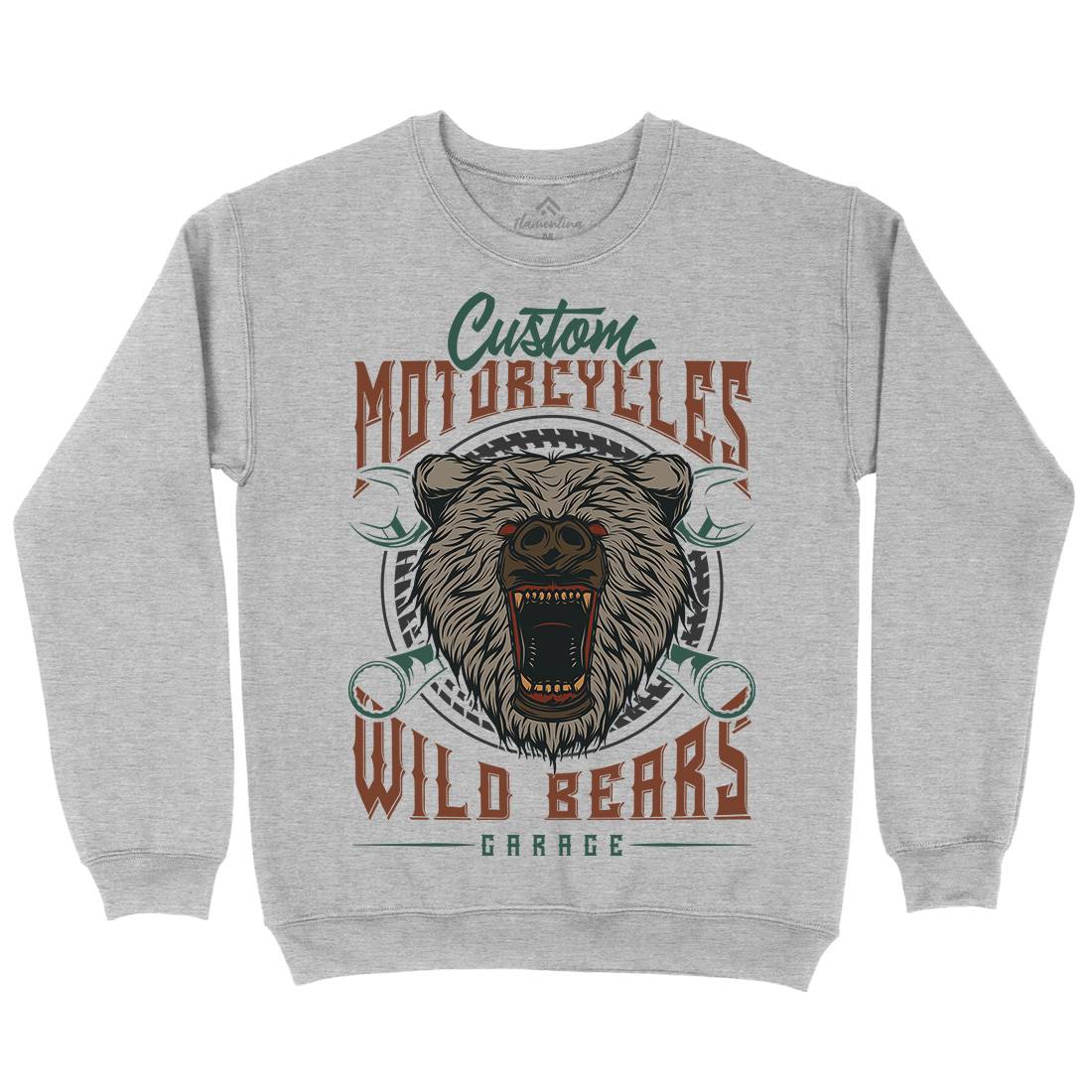 Wild Bears Mens Crew Neck Sweatshirt Motorcycles B788