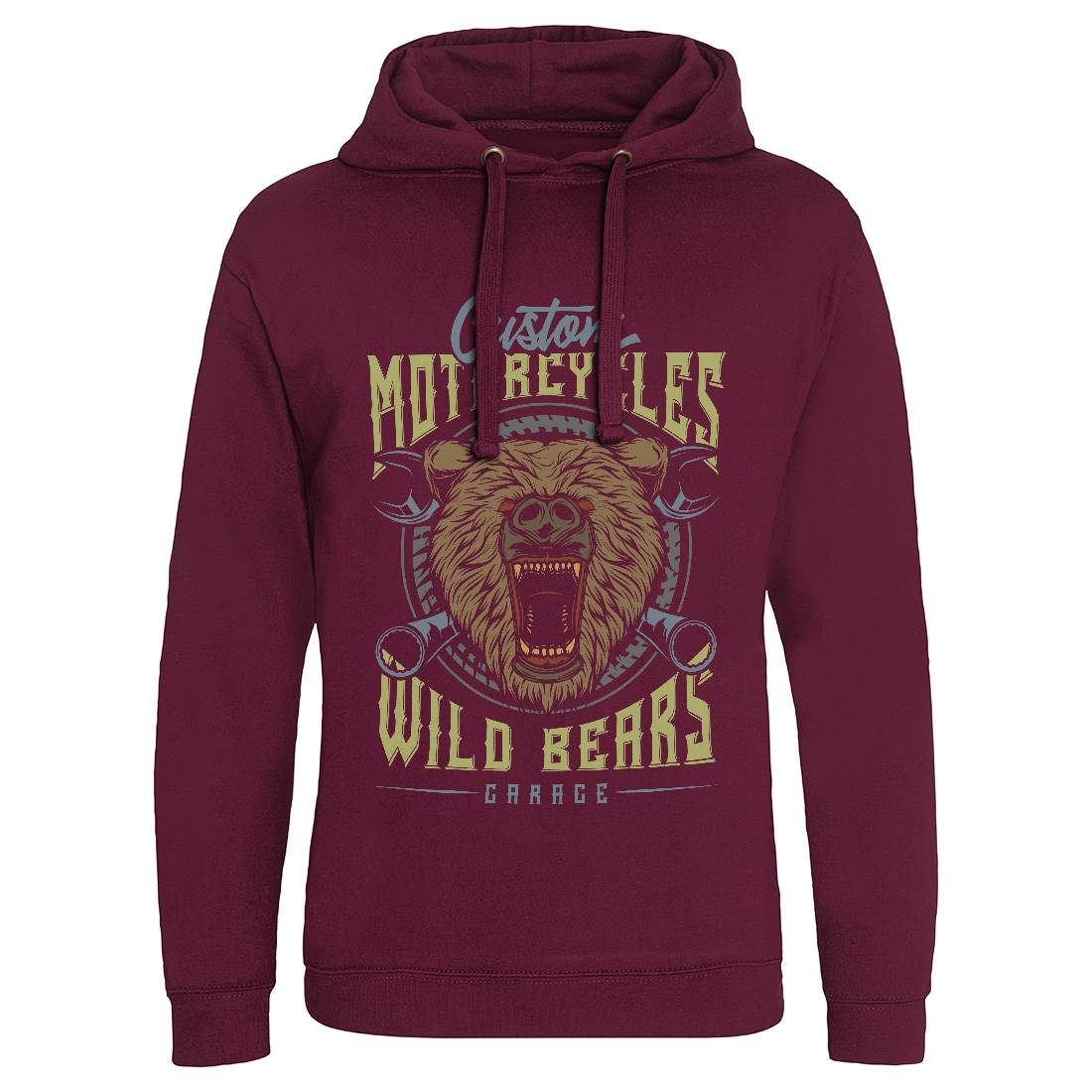 Wild Bears Mens Hoodie Without Pocket Motorcycles B788
