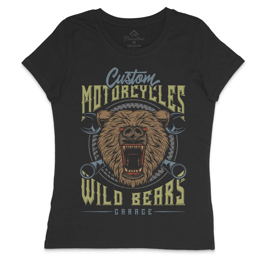 Wild Bears Womens Crew Neck T-Shirt Motorcycles B788