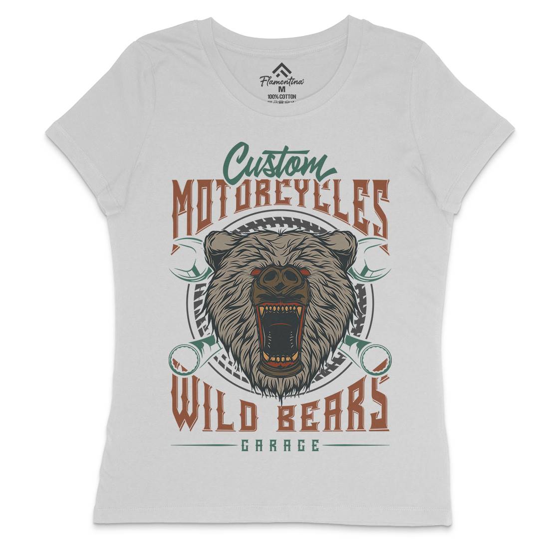 Wild Bears Womens Crew Neck T-Shirt Motorcycles B788