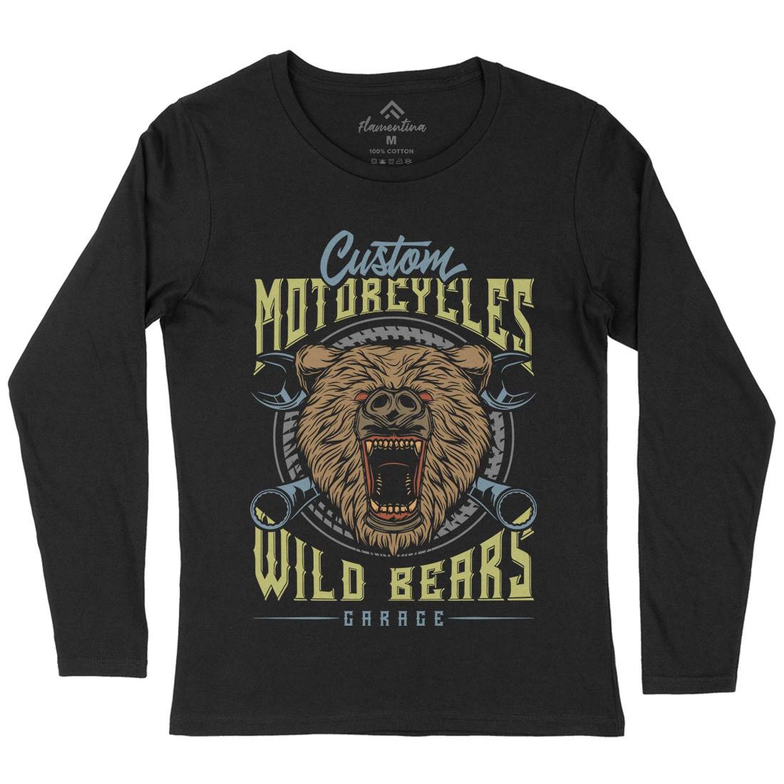 Wild Bears Womens Long Sleeve T-Shirt Motorcycles B788