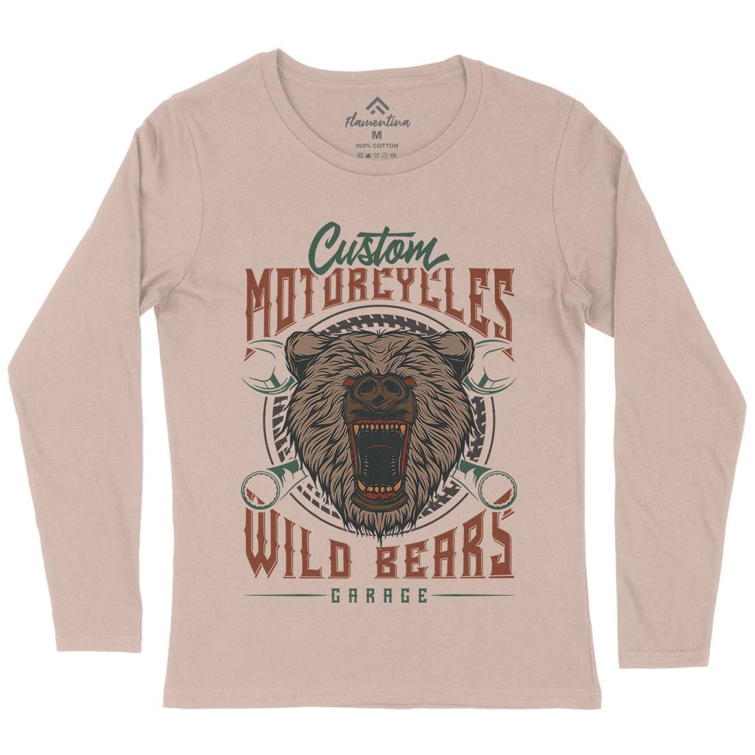 Wild Bears Womens Long Sleeve T-Shirt Motorcycles B788