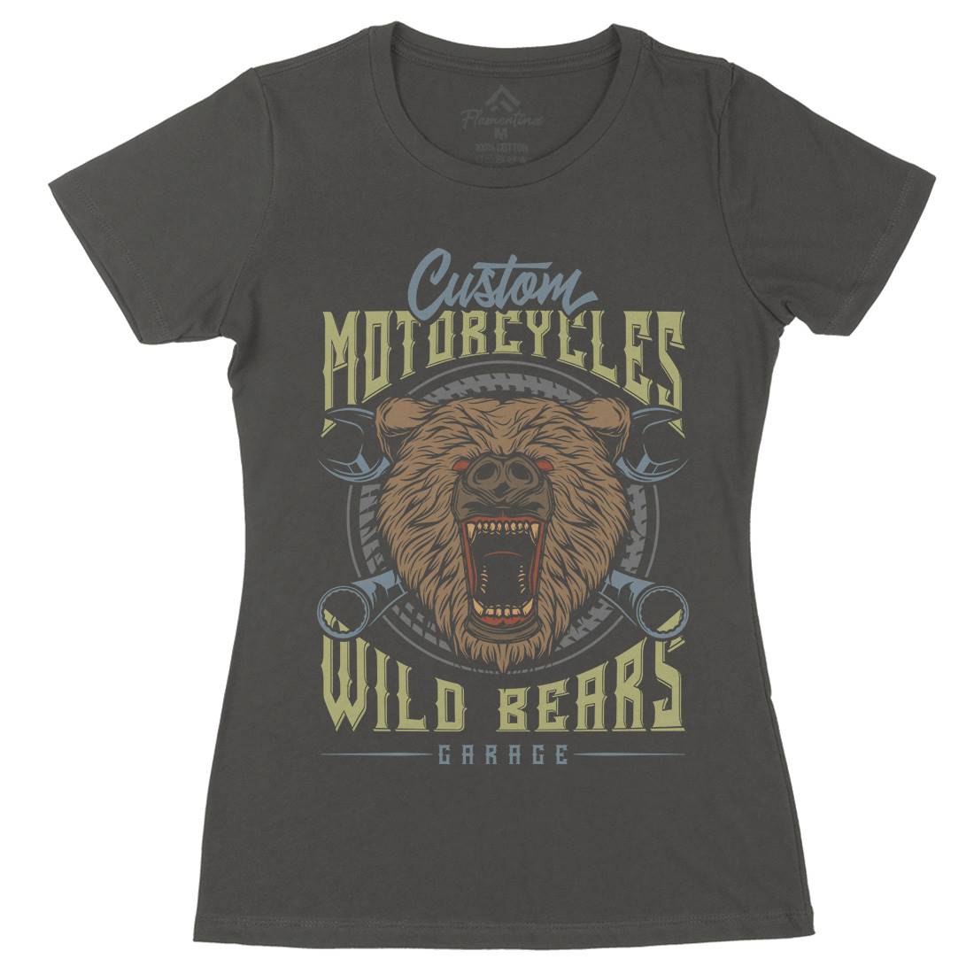 Wild Bears Womens Organic Crew Neck T-Shirt Motorcycles B788