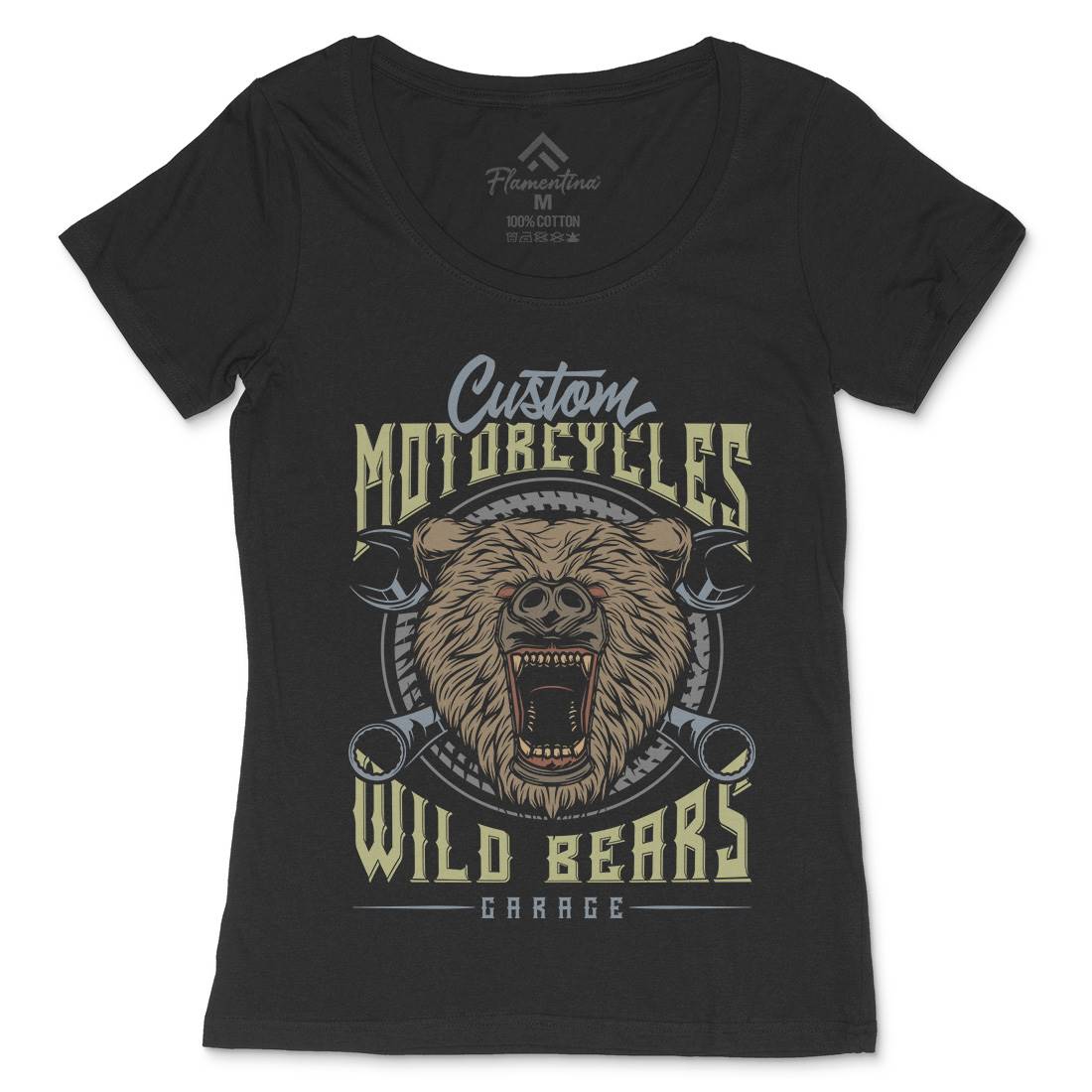 Wild Bears Womens Scoop Neck T-Shirt Motorcycles B788