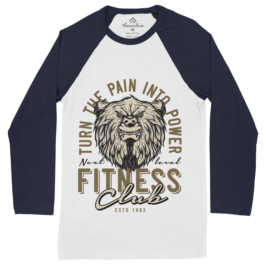 Bear Mens Long Sleeve Baseball T-Shirt Gym B789