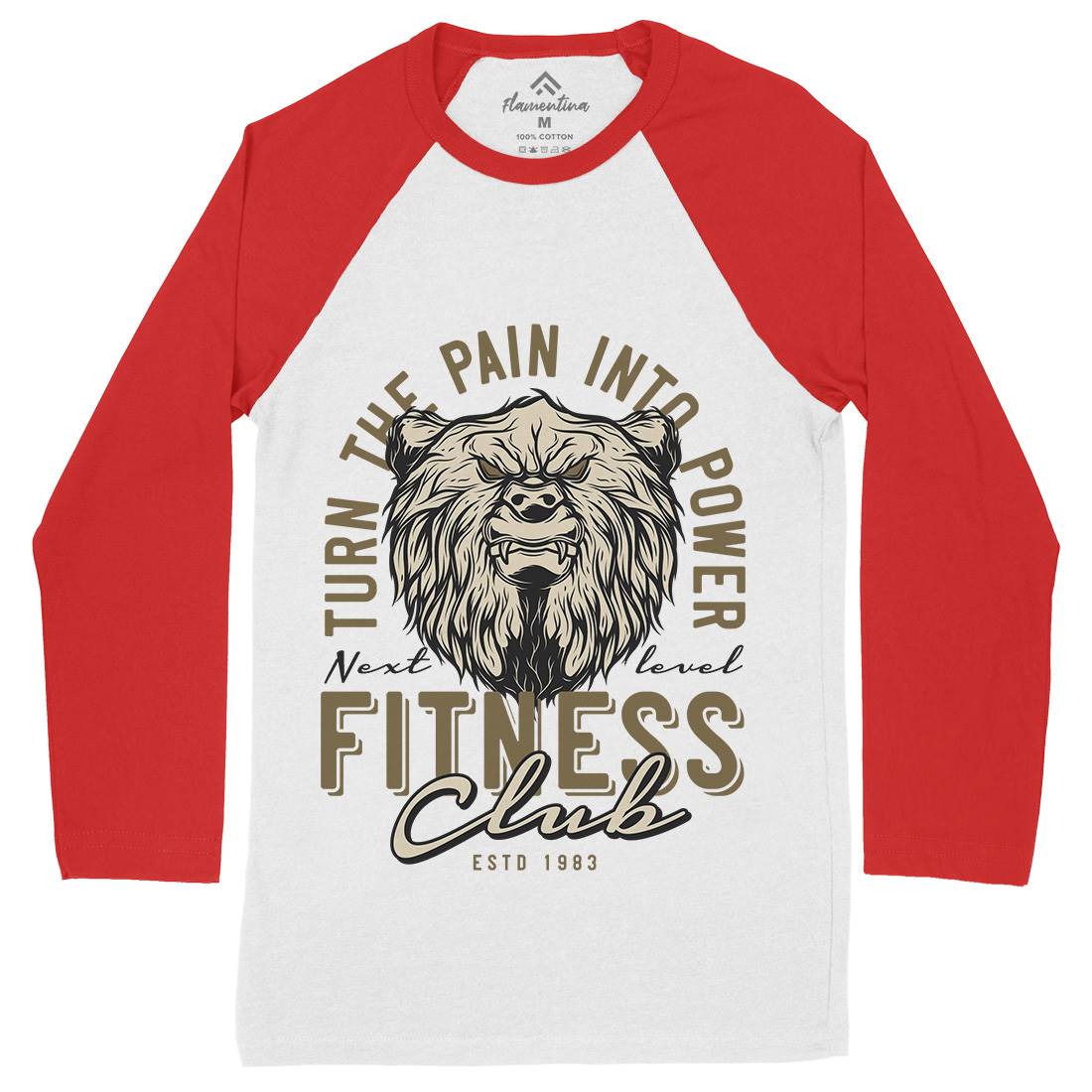 Bear Mens Long Sleeve Baseball T-Shirt Gym B789
