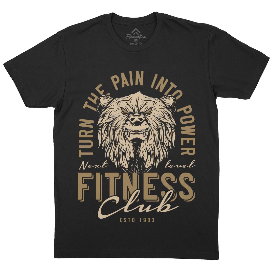 Bear Mens Organic Crew Neck T-Shirt Gym B789
