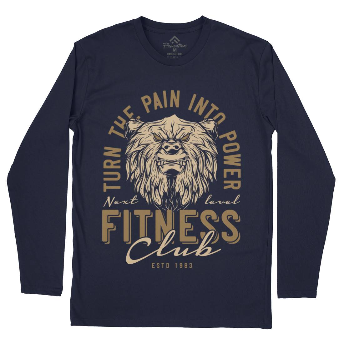Bear Mens Long Sleeve T-Shirt Gym B789
