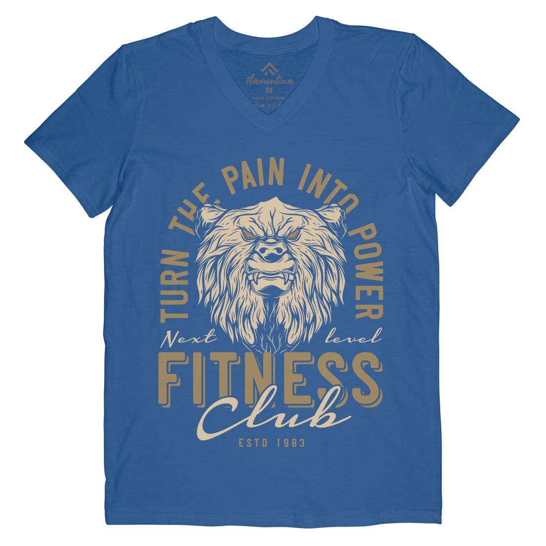 Bear Mens V-Neck T-Shirt Gym B789