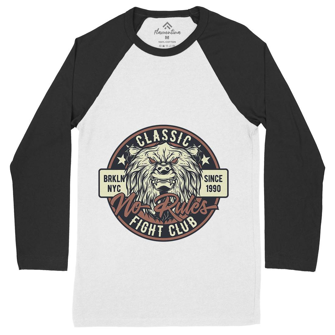 Bear Fight Club Mens Long Sleeve Baseball T-Shirt Animals B790