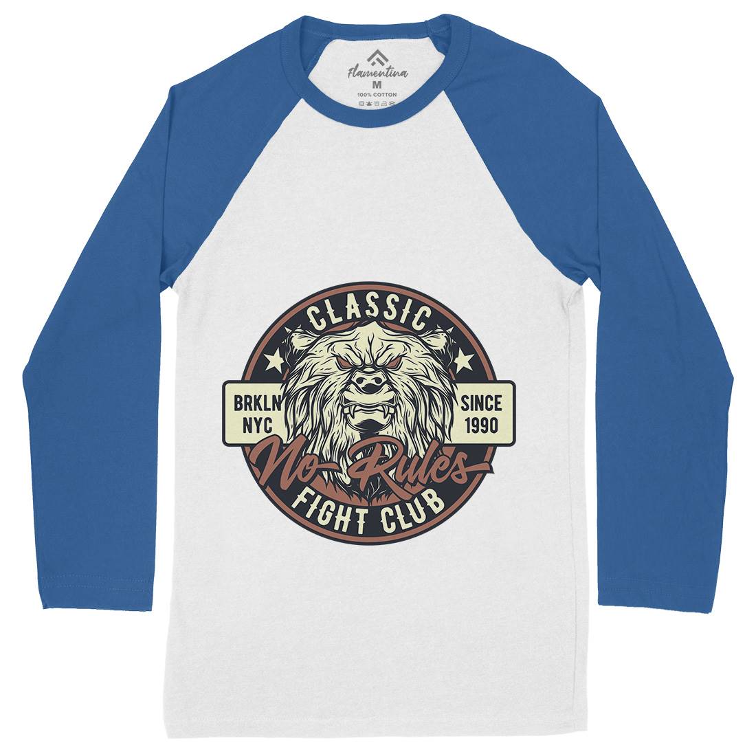 Bear Fight Club Mens Long Sleeve Baseball T-Shirt Animals B790