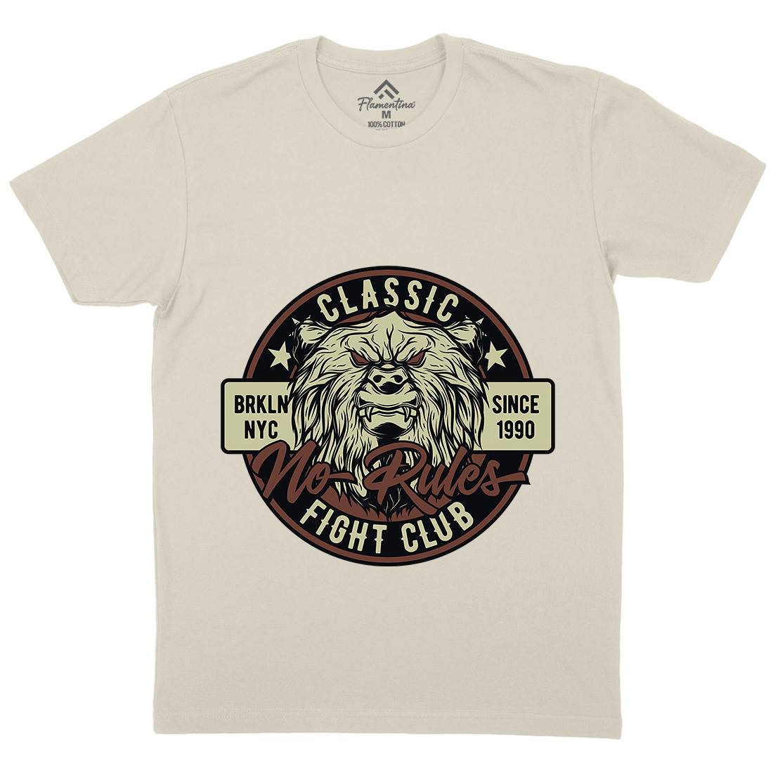 Bear Fight Club Mens Organic Crew Neck T-Shirt Animals B790