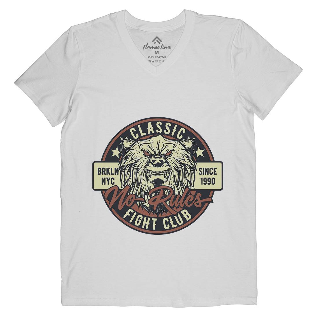 Bear Fight Club Mens V-Neck T-Shirt Animals B790