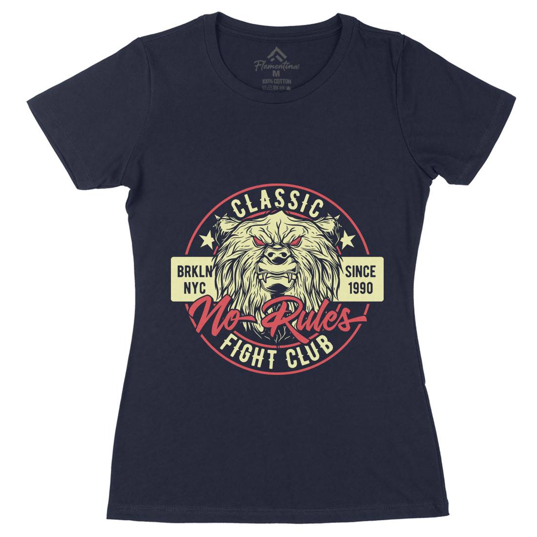 Bear Fight Club Womens Organic Crew Neck T-Shirt Animals B790