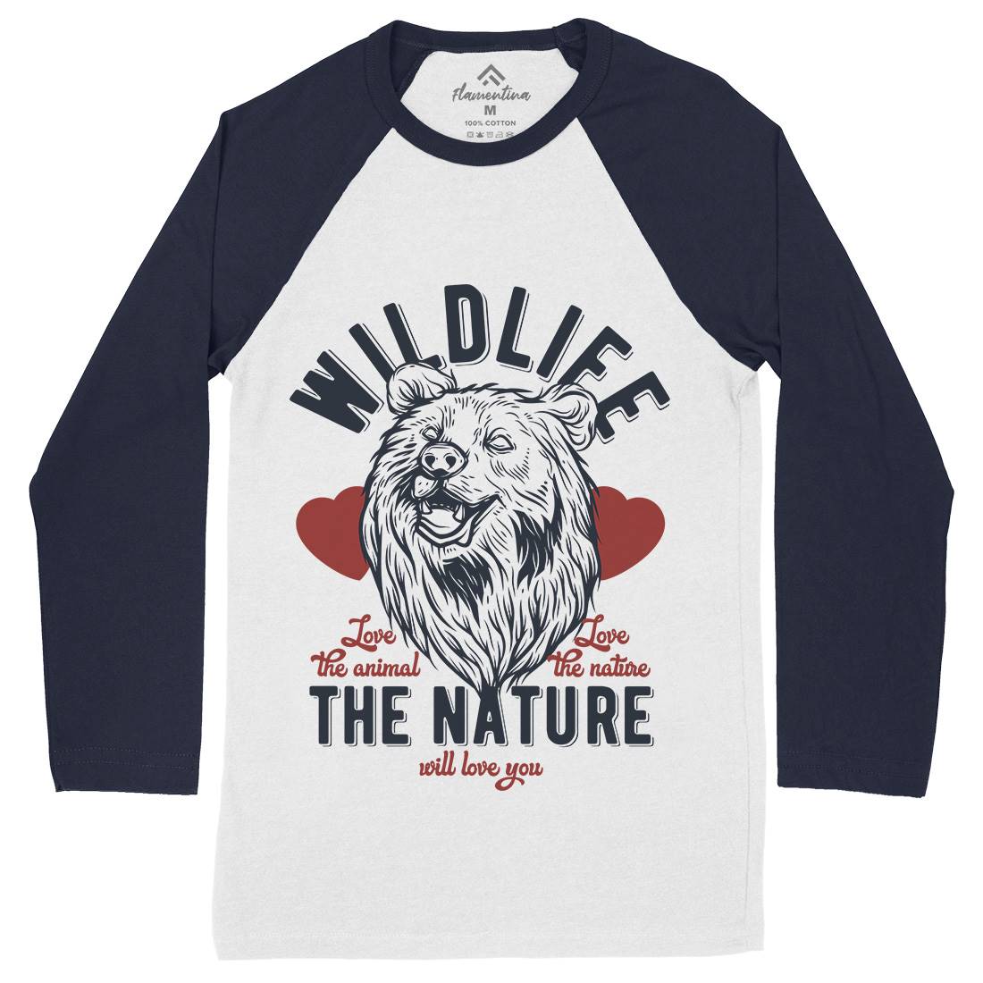 Bear Mens Long Sleeve Baseball T-Shirt Animals B792