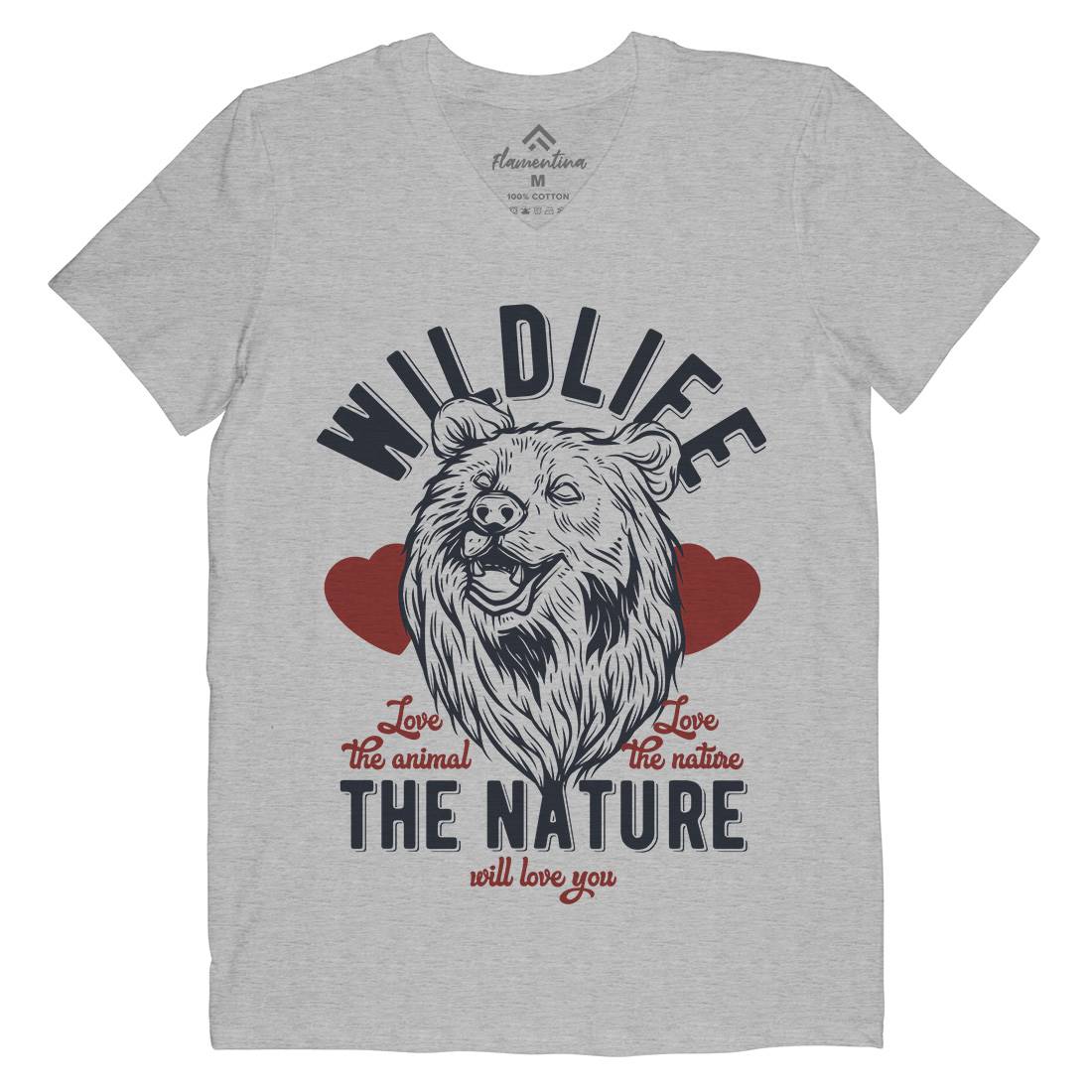 Bear Mens V-Neck T-Shirt Animals B792