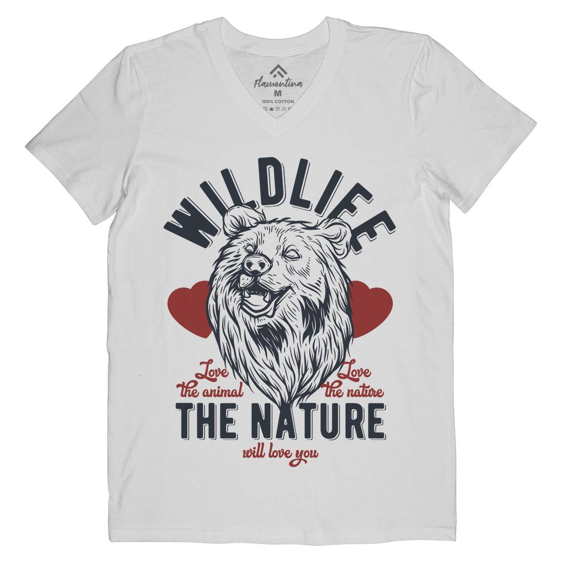 Bear Mens Organic V-Neck T-Shirt Animals B792
