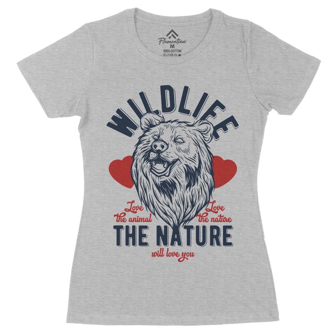 Bear Womens Organic Crew Neck T-Shirt Animals B792