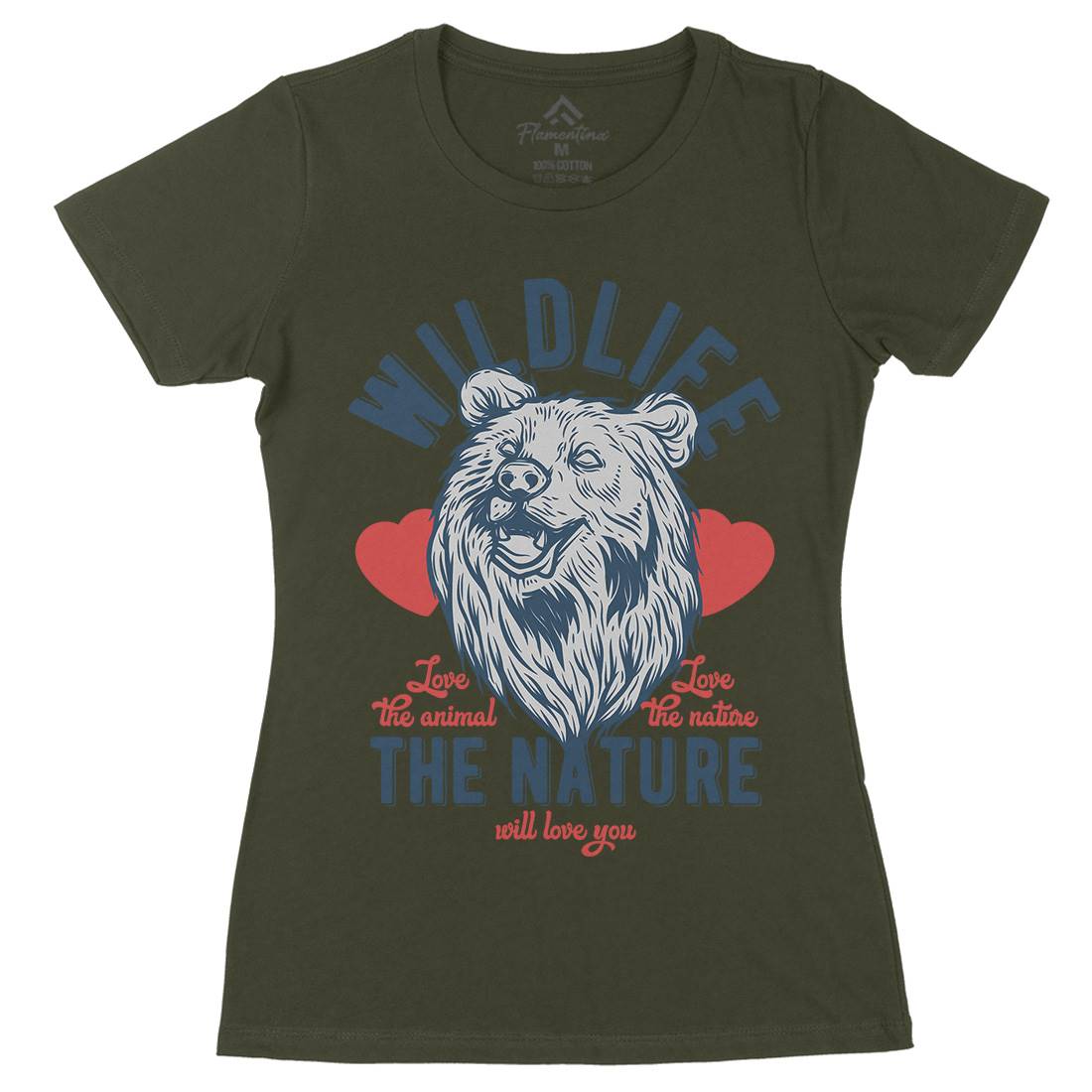 Bear Womens Organic Crew Neck T-Shirt Animals B792