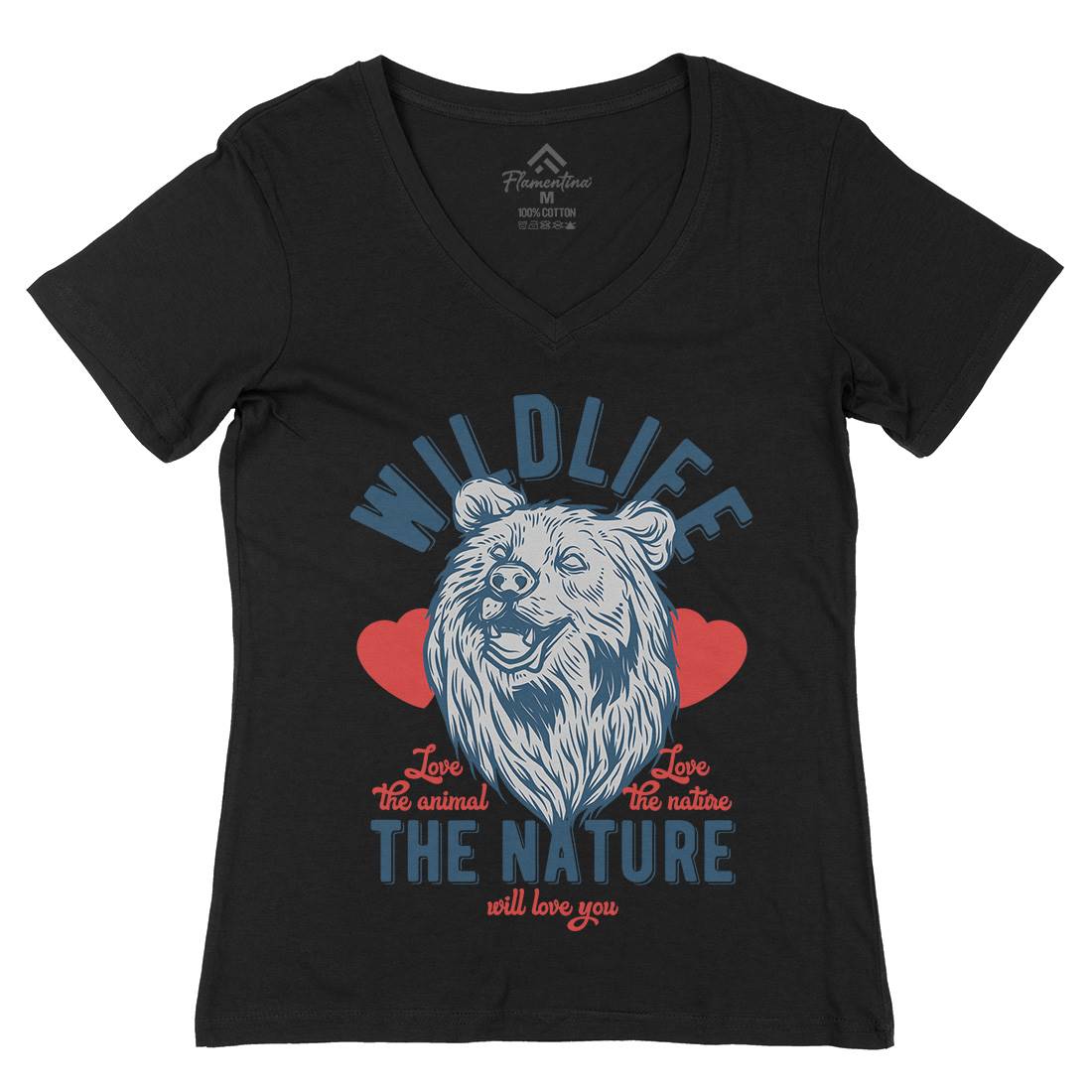 Bear Womens Organic V-Neck T-Shirt Animals B792