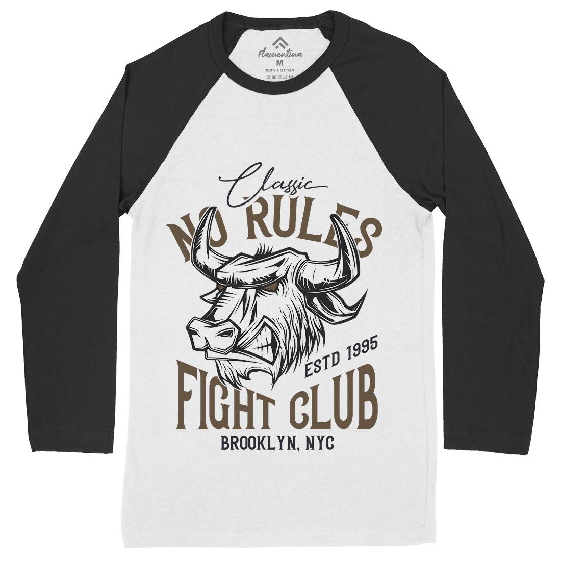 Bull Fight Club Mens Long Sleeve Baseball T-Shirt Animals B799
