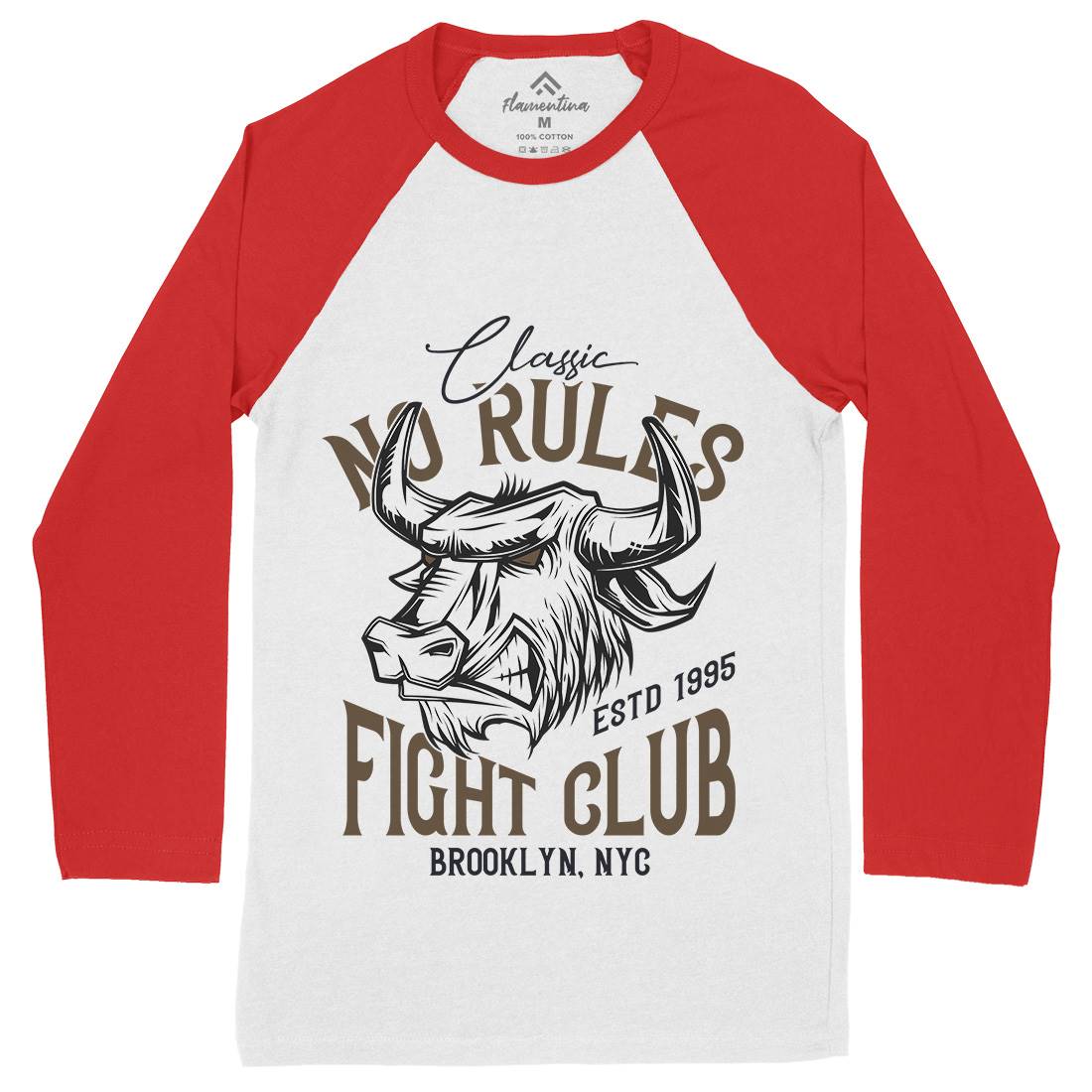 Bull Fight Club Mens Long Sleeve Baseball T-Shirt Animals B799