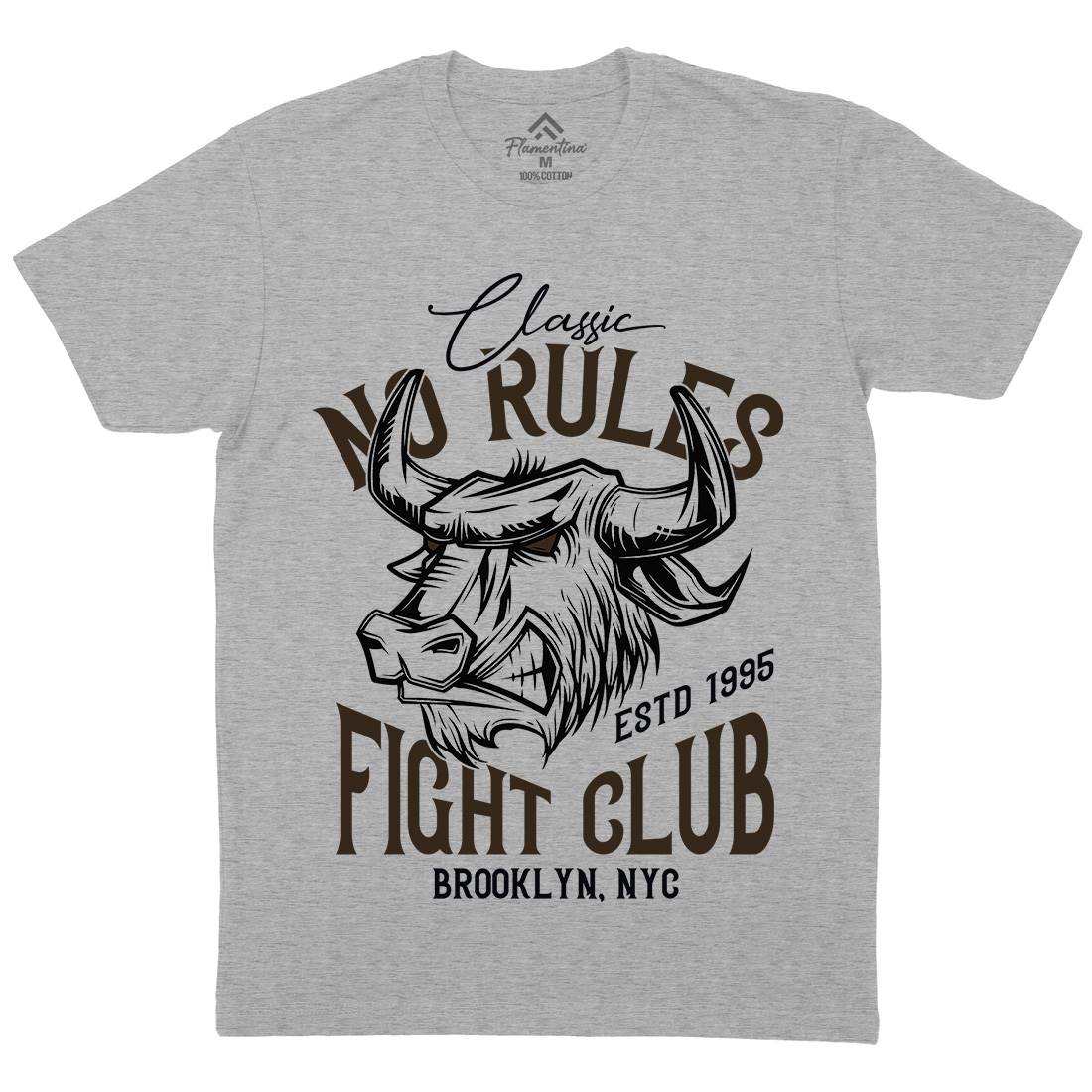 Bull Fight Club Mens Organic Crew Neck T-Shirt Animals B799
