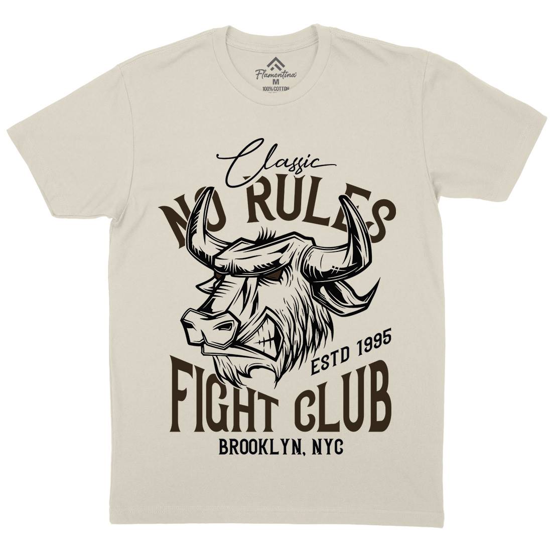 Bull Fight Club Mens Organic Crew Neck T-Shirt Animals B799