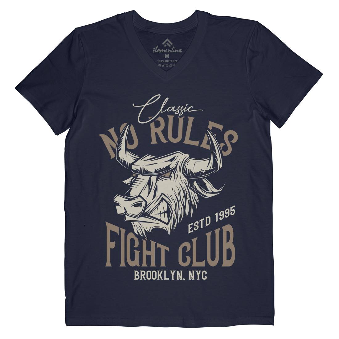 Bull Fight Club Mens Organic V-Neck T-Shirt Animals B799