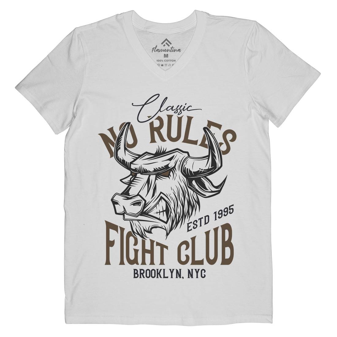 Bull Fight Club Mens Organic V-Neck T-Shirt Animals B799