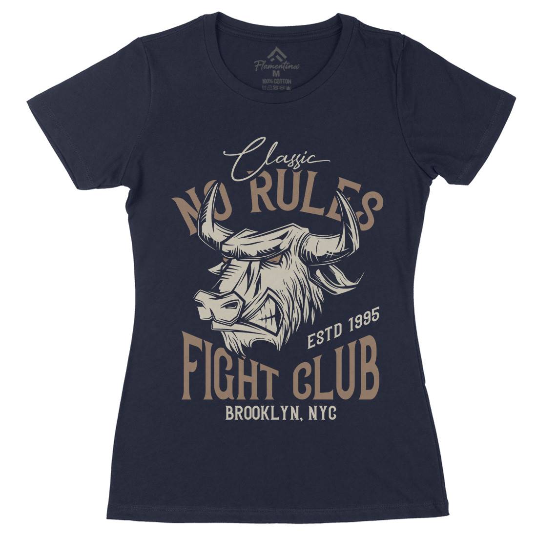 Bull Fight Club Womens Organic Crew Neck T-Shirt Animals B799