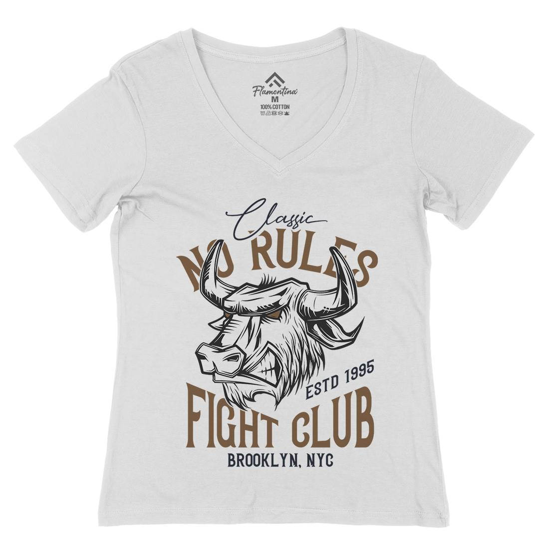 Bull Fight Club Womens Organic V-Neck T-Shirt Animals B799