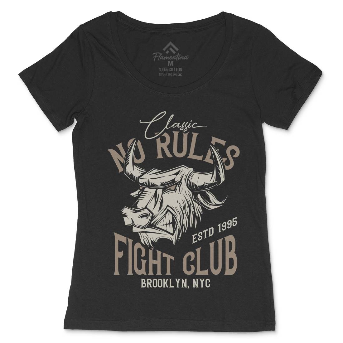 Bull Fight Club Womens Scoop Neck T-Shirt Animals B799