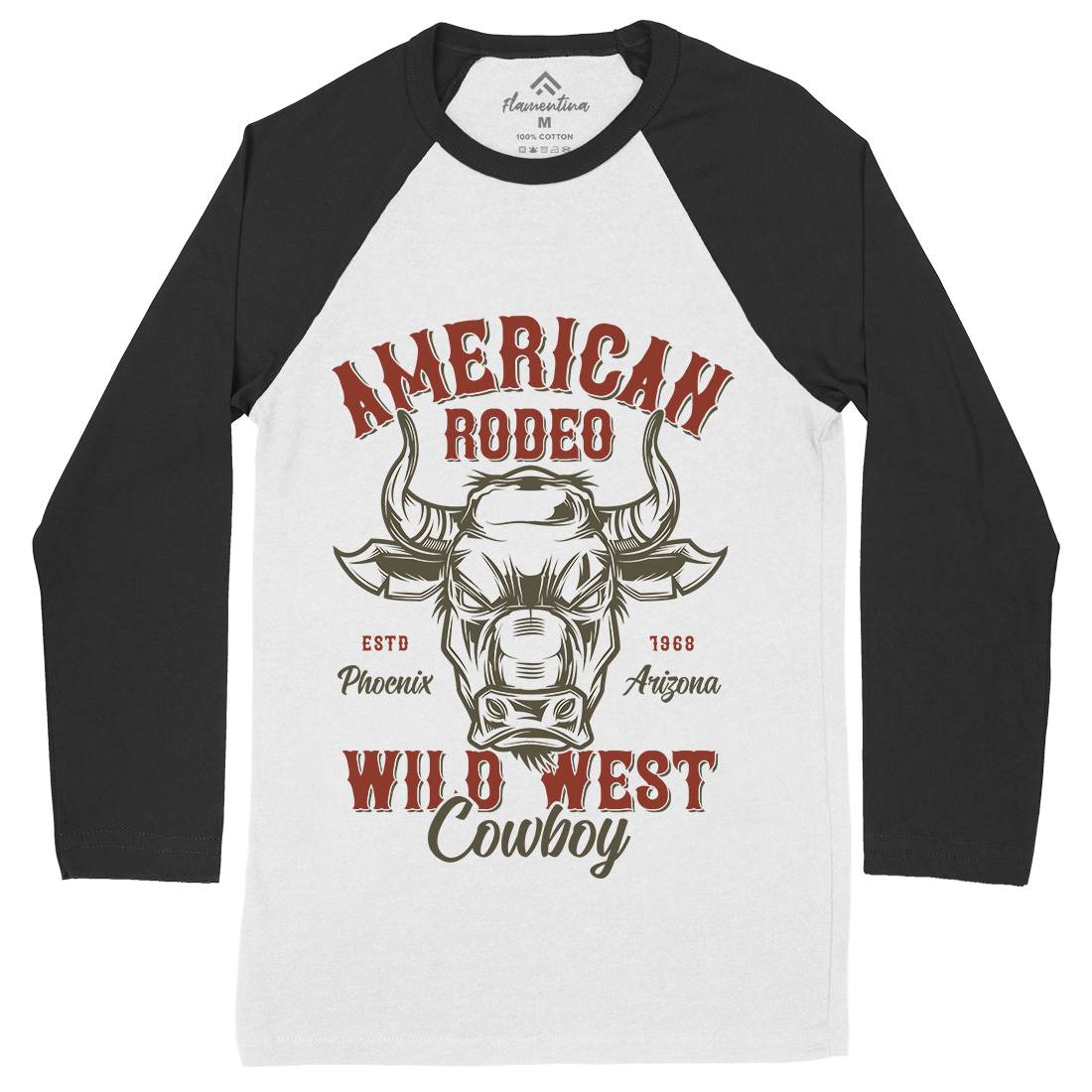 American Bull Mens Long Sleeve Baseball T-Shirt Animals B800