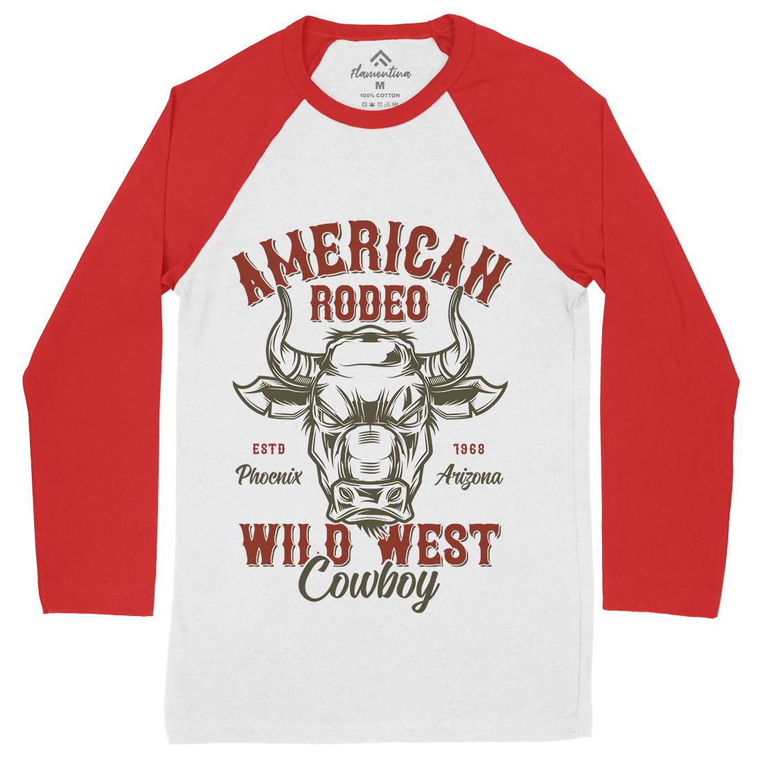 American Bull Mens Long Sleeve Baseball T-Shirt Animals B800