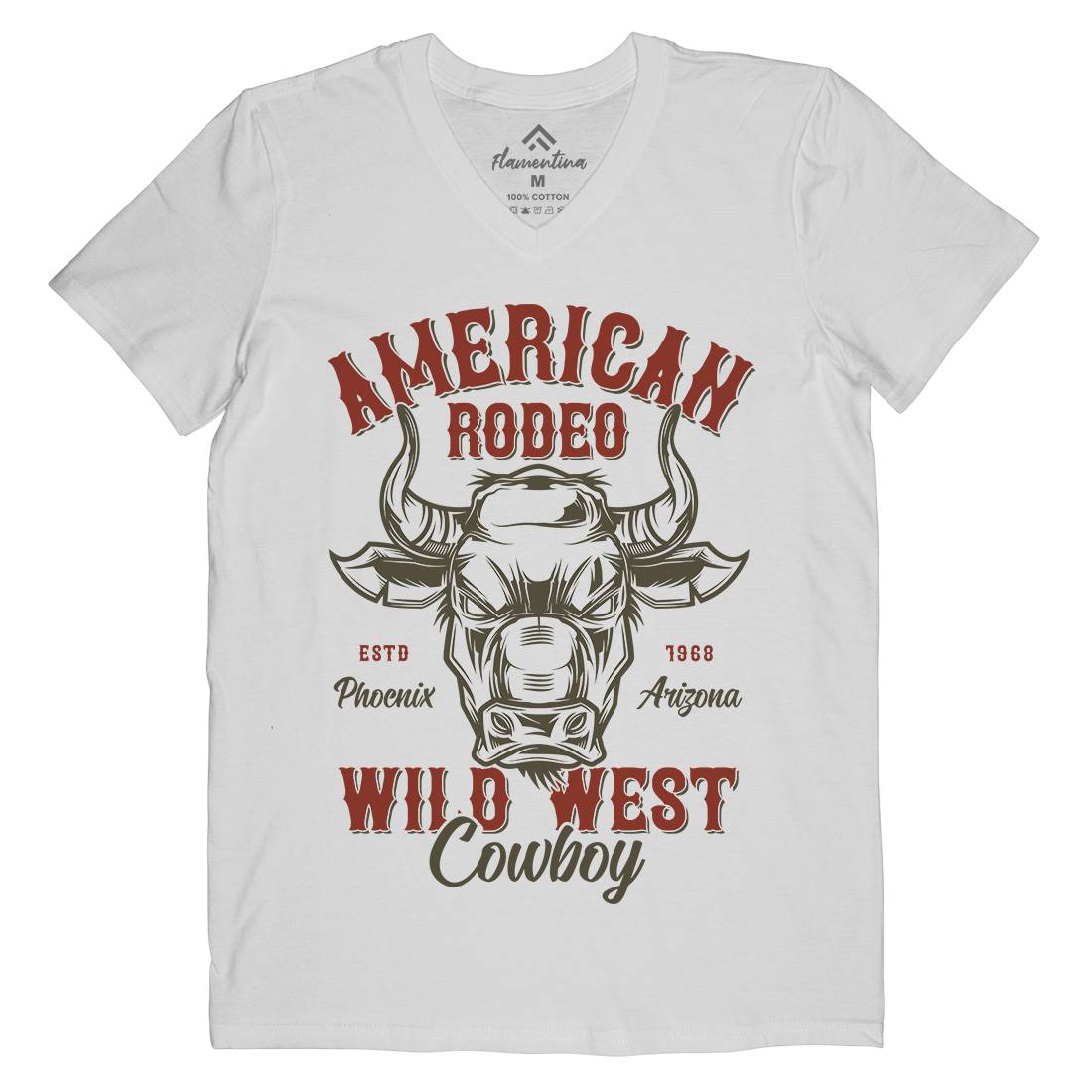 American Bull Mens Organic V-Neck T-Shirt Animals B800