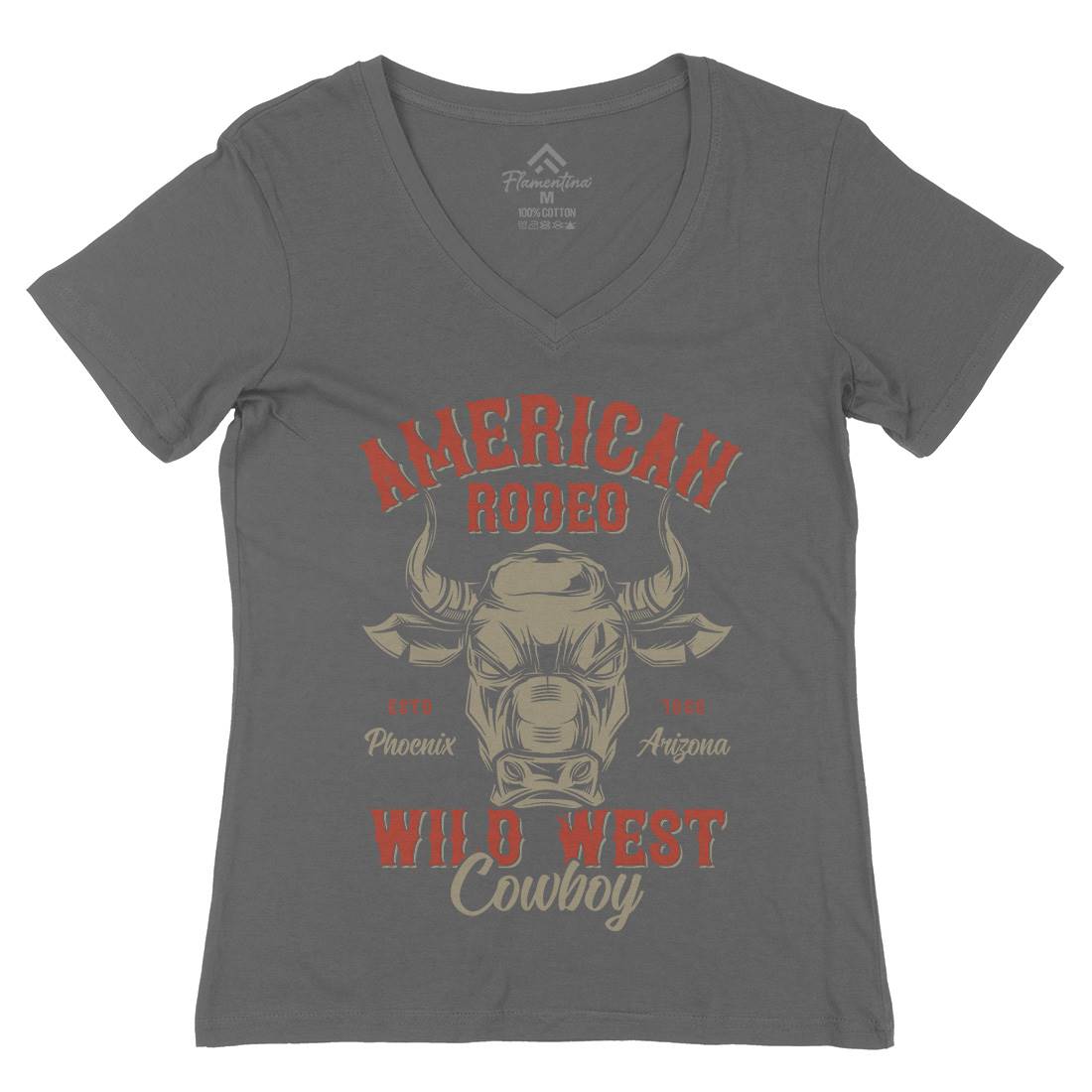American Bull Womens Organic V-Neck T-Shirt Animals B800
