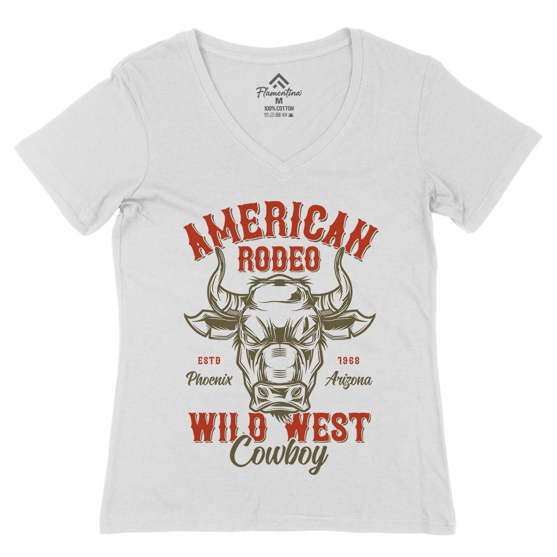 American Bull Womens Organic V-Neck T-Shirt Animals B800