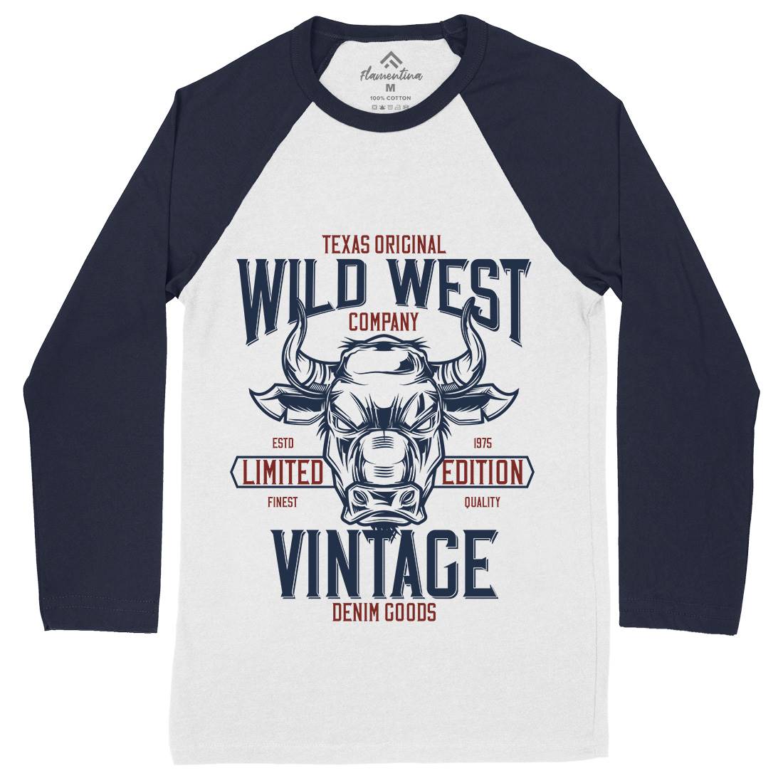 Bull Mens Long Sleeve Baseball T-Shirt Animals B801