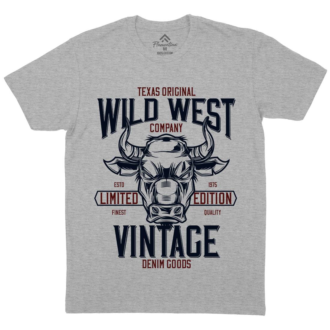 Bull Mens Organic Crew Neck T-Shirt Animals B801