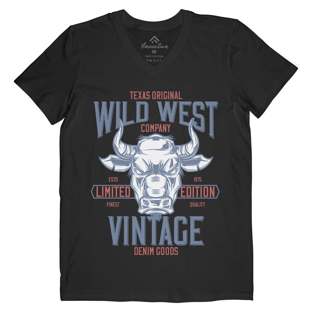 Bull Mens Organic V-Neck T-Shirt Animals B801