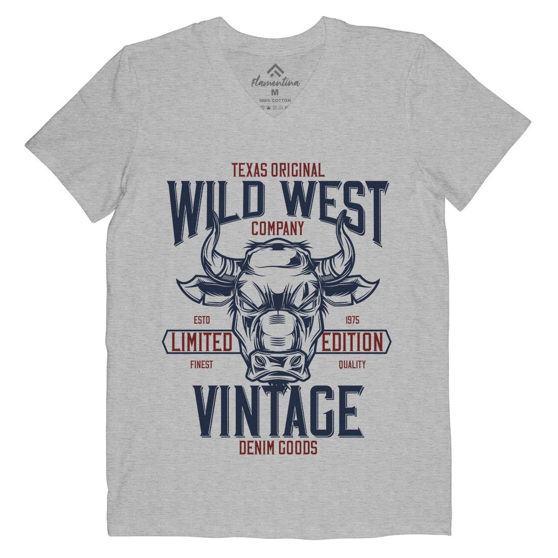 Bull Mens V-Neck T-Shirt Animals B801