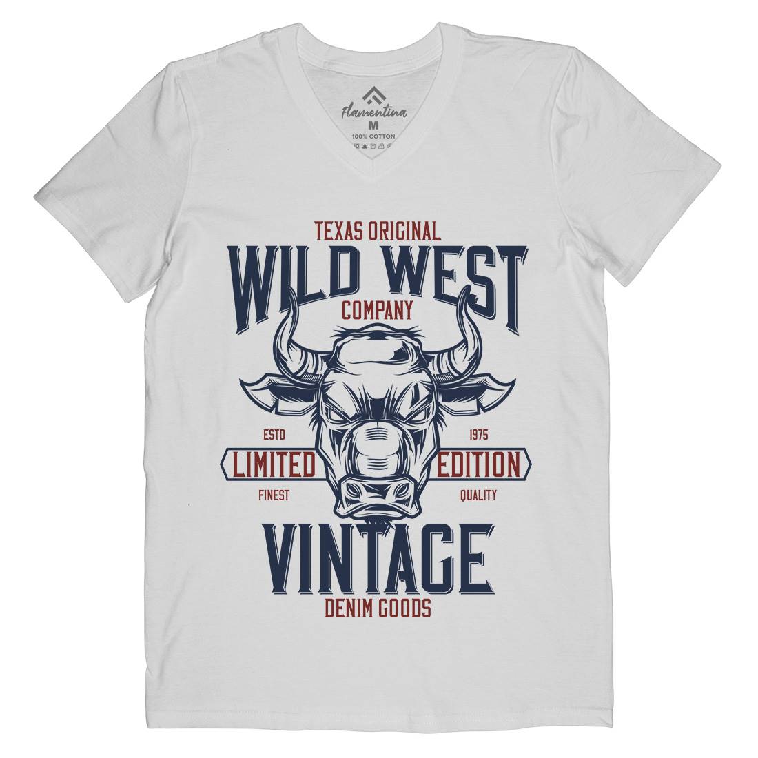 Bull Mens Organic V-Neck T-Shirt Animals B801