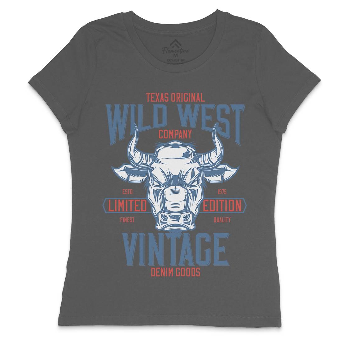 Bull Womens Crew Neck T-Shirt Animals B801